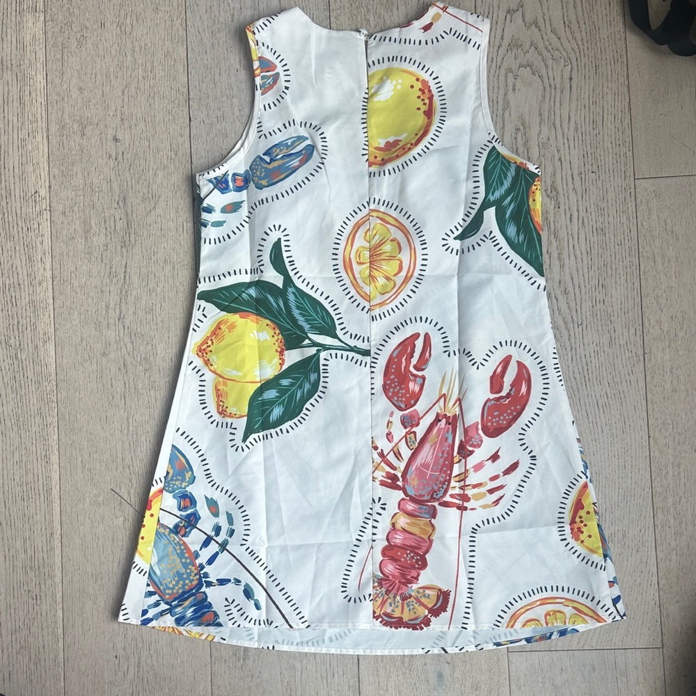 Girls White Lemon & Lobster Print Summer Dress - Picture 2 of 2